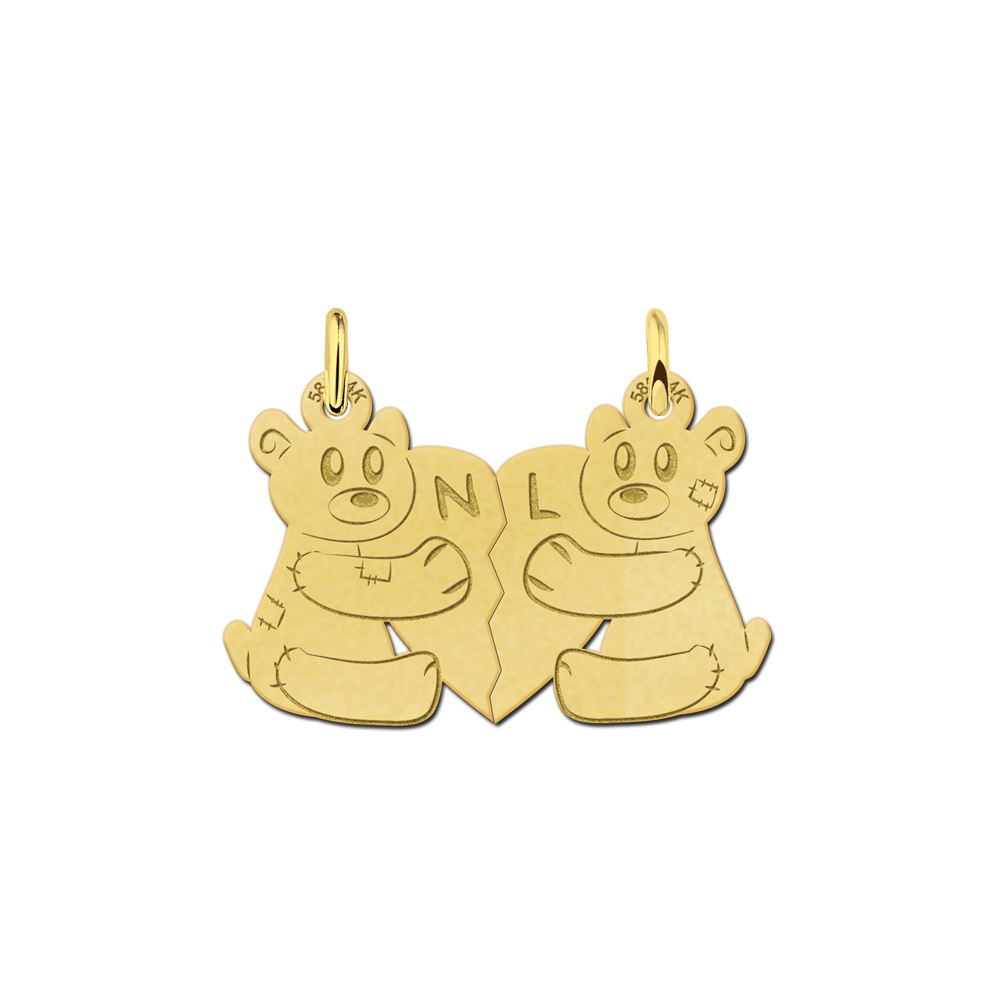 Golden interlocking pendant with bears