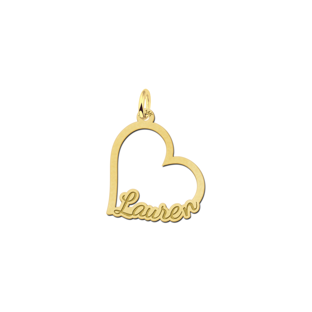 Gold heart shaped name pendant