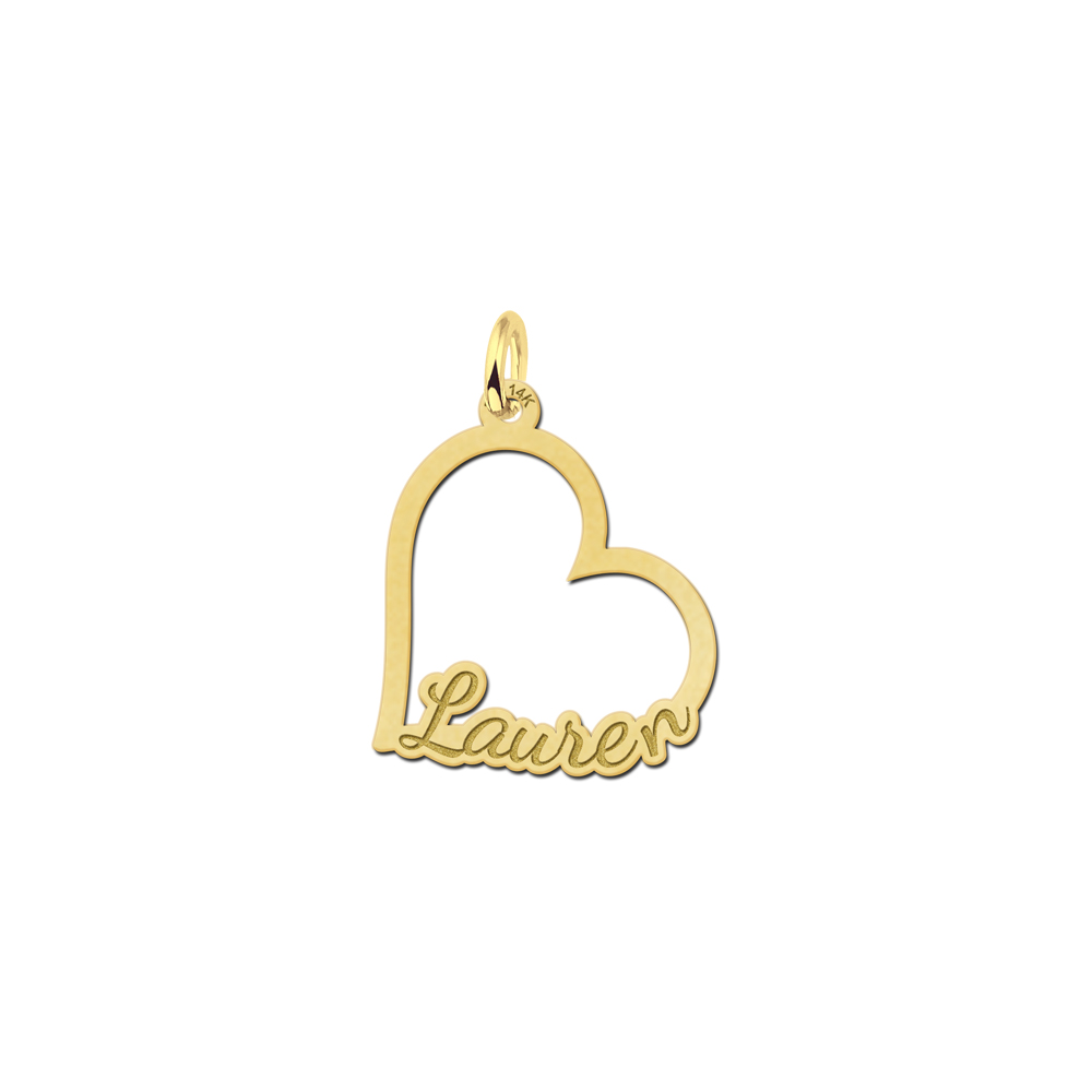 Gold Heart Shaped Name Pendant