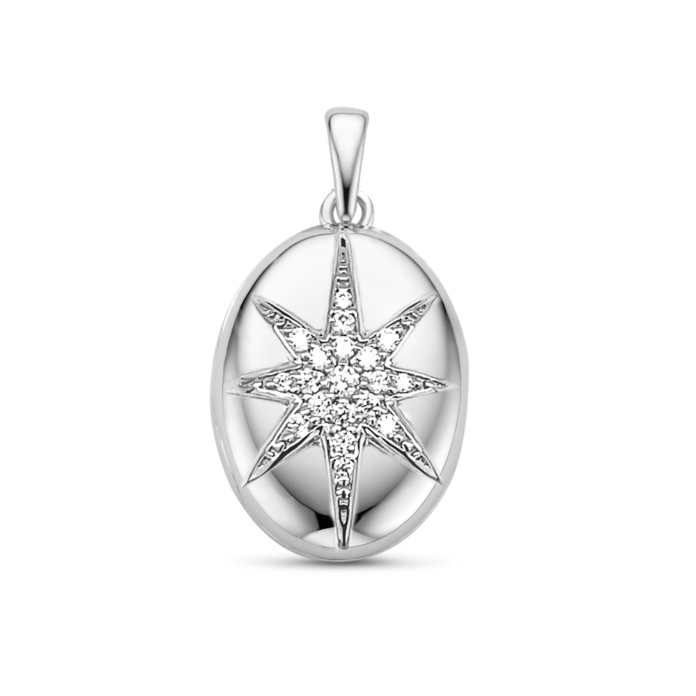 Silver oval Medallion with a star