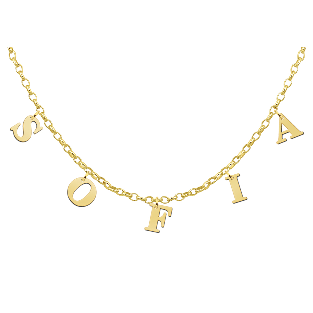 Gold name necklace letters
