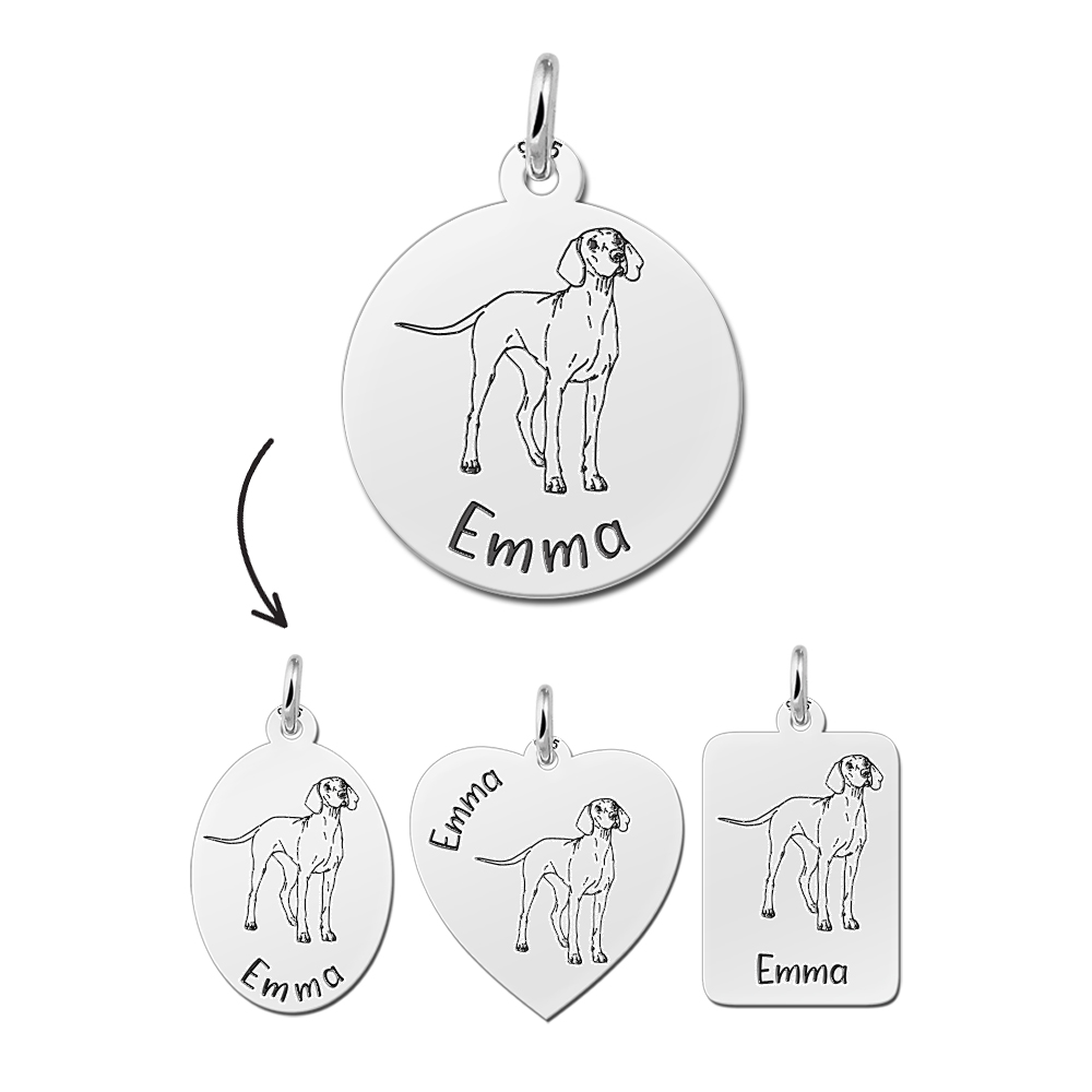 Silver pet necklace dog Weimaraner