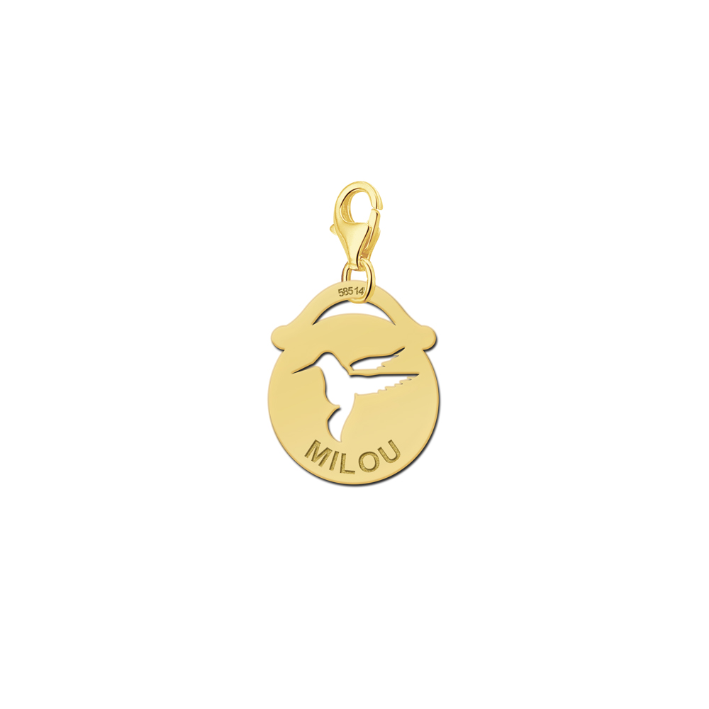 Gold Animal Charm, Round Bird