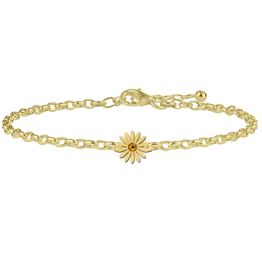 Gold bracelet with daisy birthstone