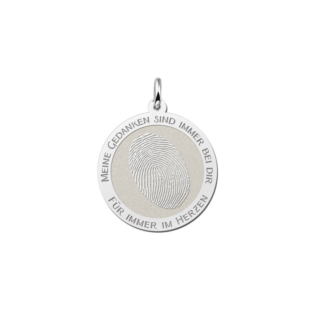 Round pendant with oval fingerprint