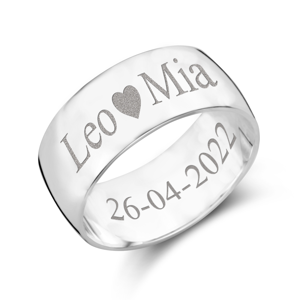Silver ring engraving rounded 8mm