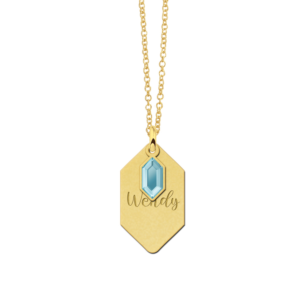 Golden zirconia pendant with engraving