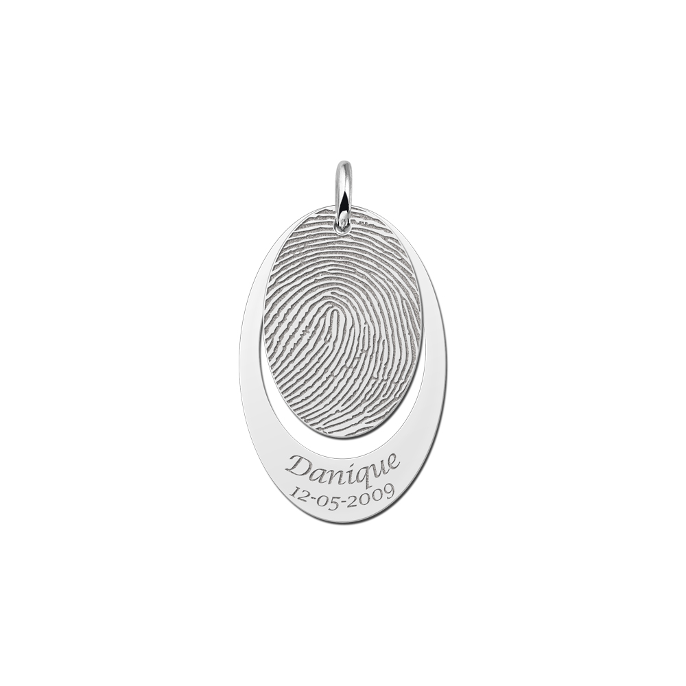 Two-piece fingerprint necklace silver