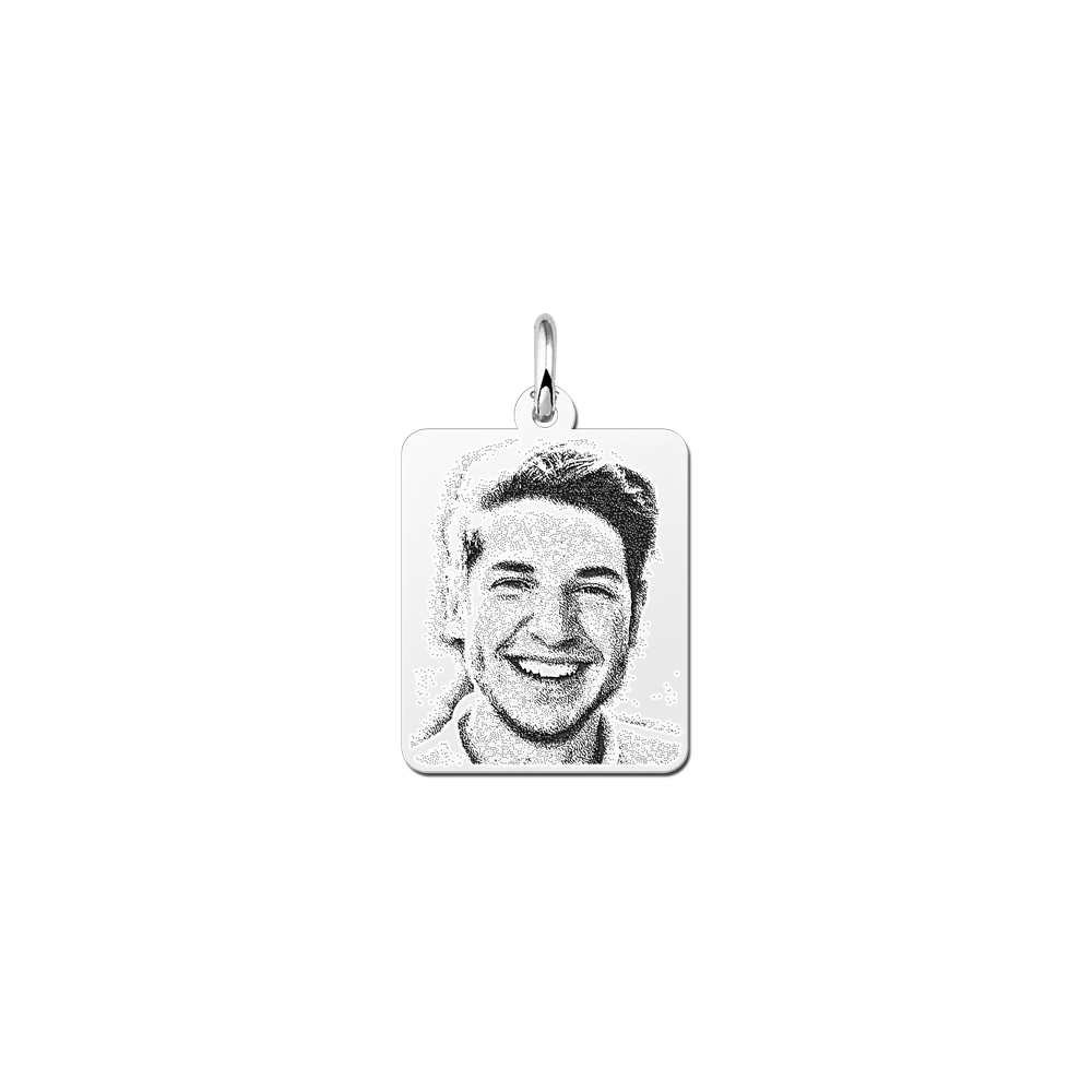 Silver photo pendant dog tag