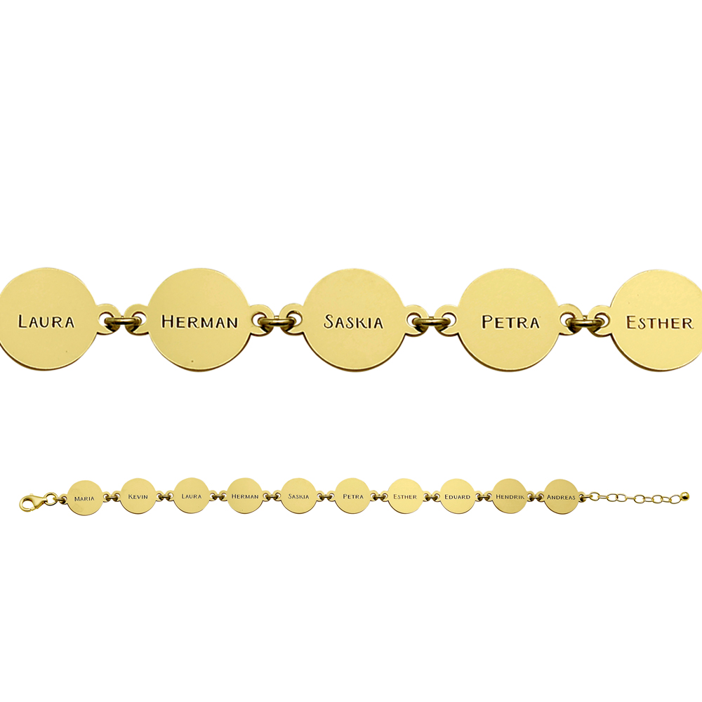 Gold bracelet with 10 names