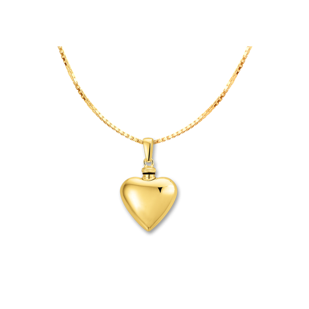 Golden ash pendant heart with engraving - small