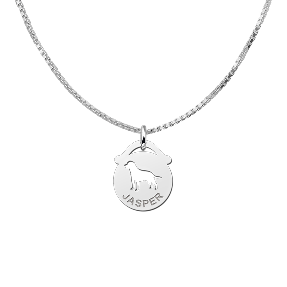 Silver pet namependant round dog