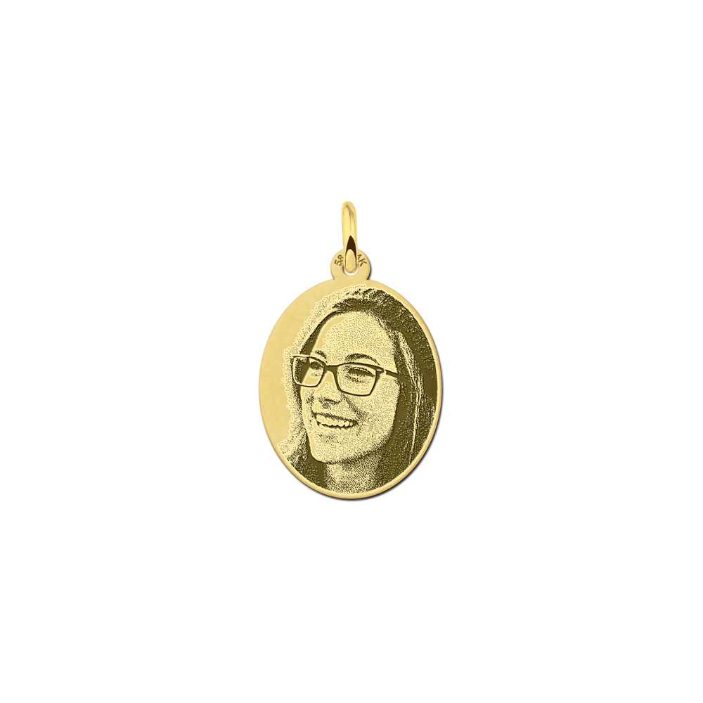 Gold photo pendant oval