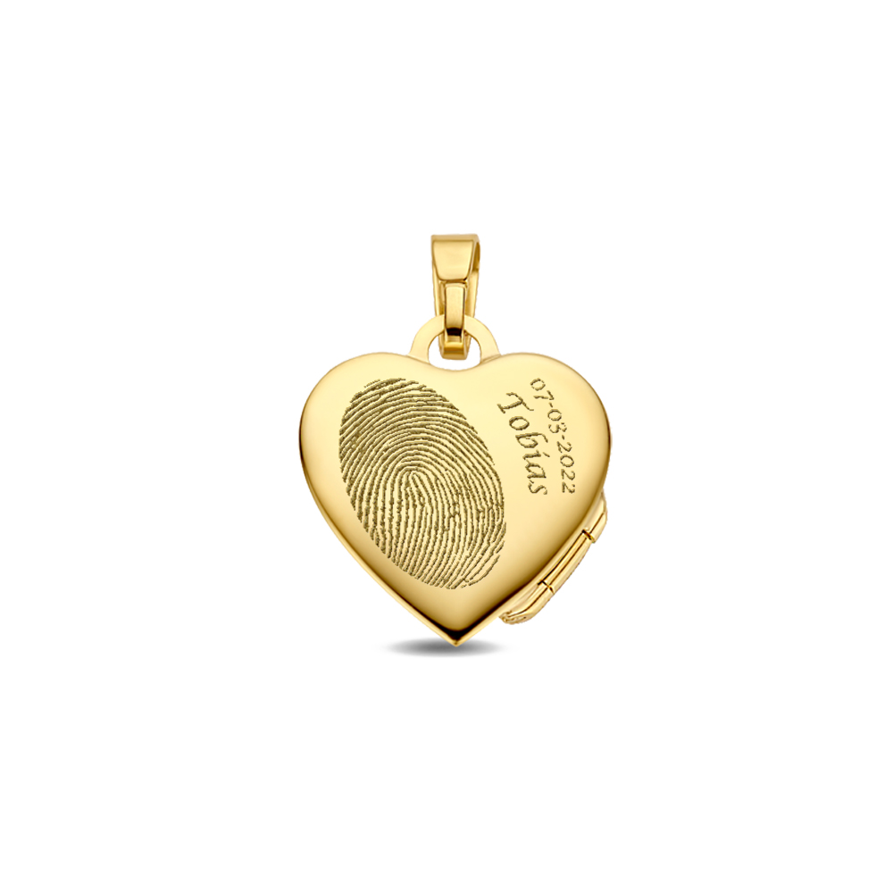 Gold heart medallion with engraving - small