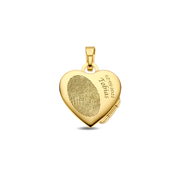 Gold heart medallion with engraving - small