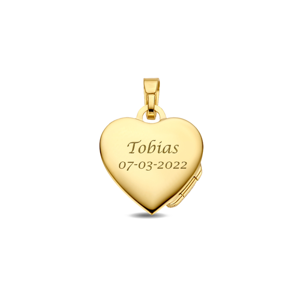 Gold heart medallion with engraving - small