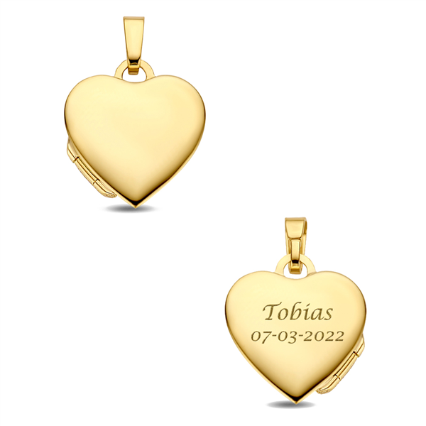 Gold heart medallion with engraving - small