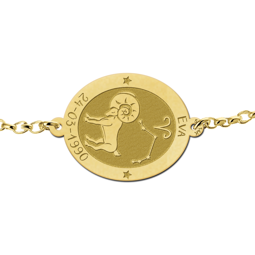 Golden zodiac bracelet oval Aries