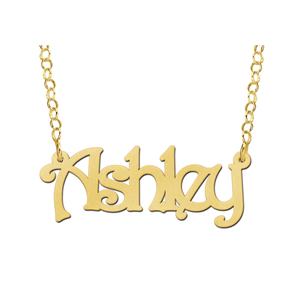 Gold name necklace, model Ashley