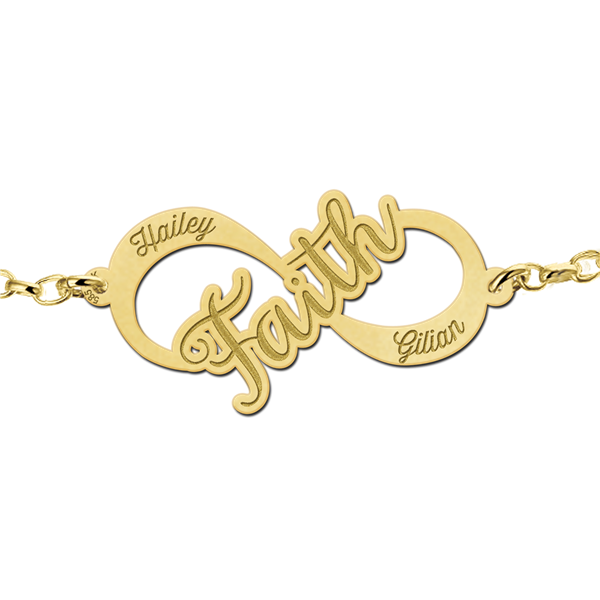 Golden infinity bracelet "Faith"