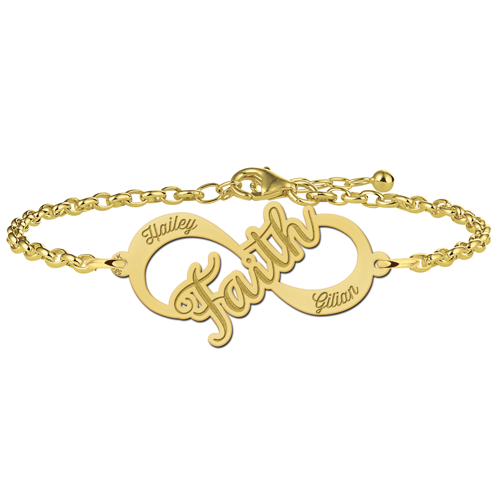 Golden infinity bracelet "Faith"