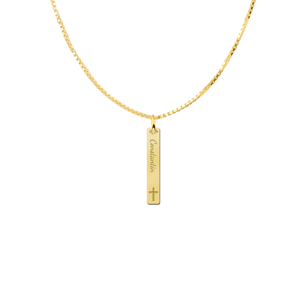 Golden communion bar pendant with name