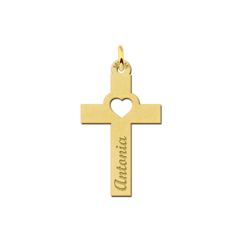 Golden communion gift cross wih name