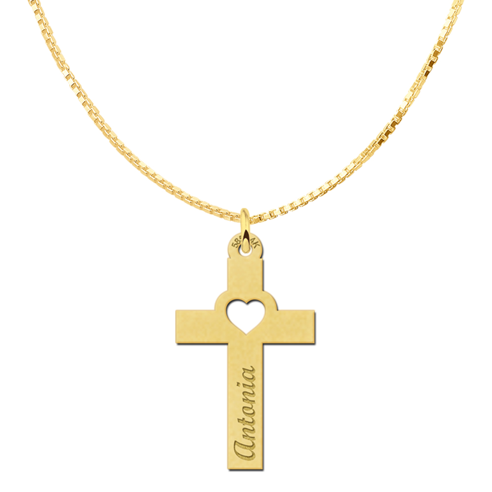 Golden communion gift cross wih name