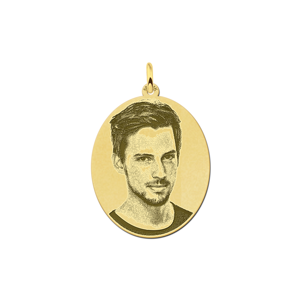 Gold photo pendant necklace oval