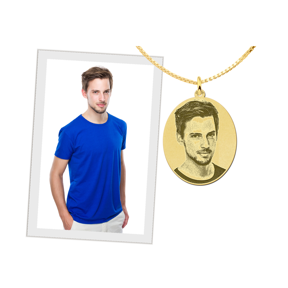 Gold photo pendant necklace oval