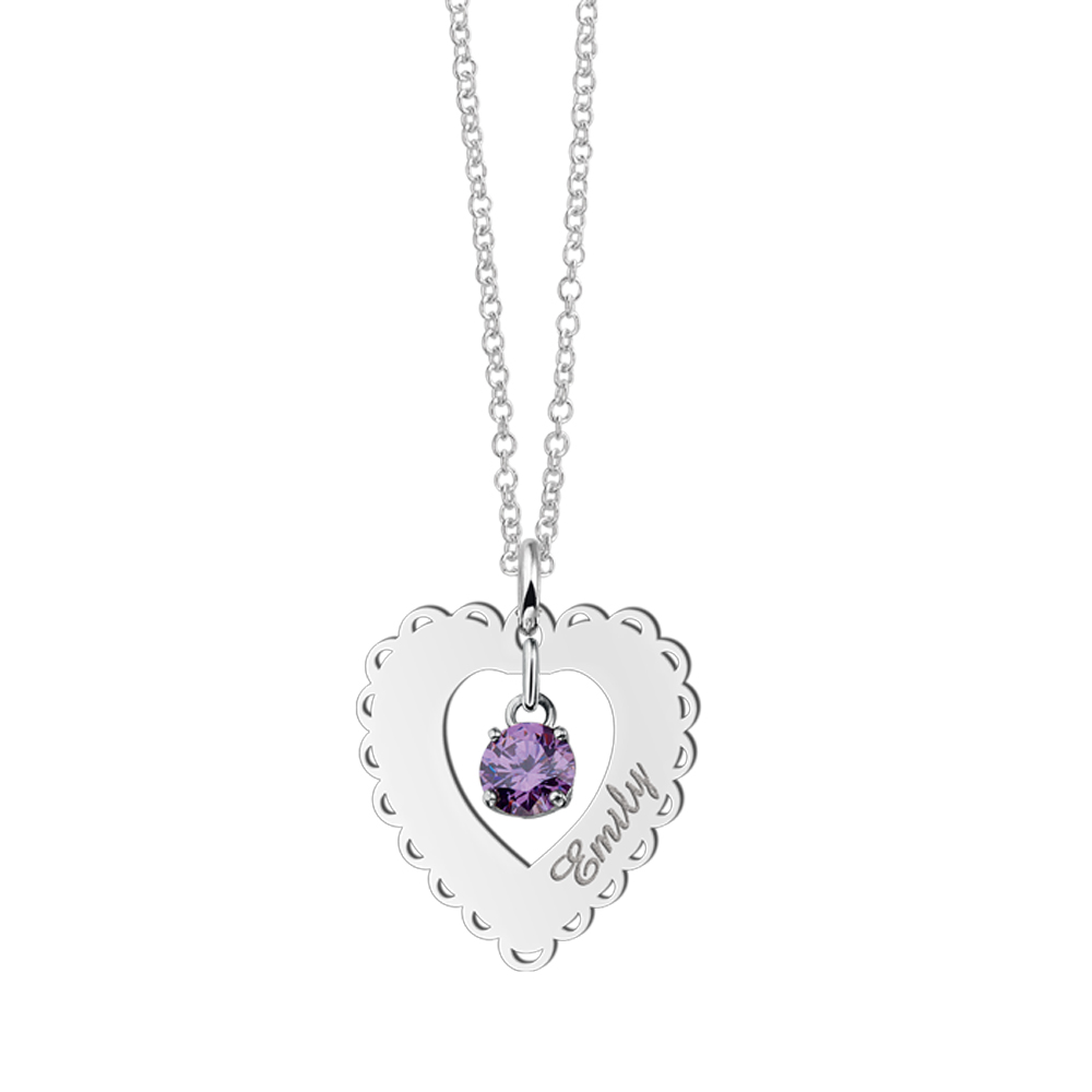 Silver Heart Pendant with Elegant Border