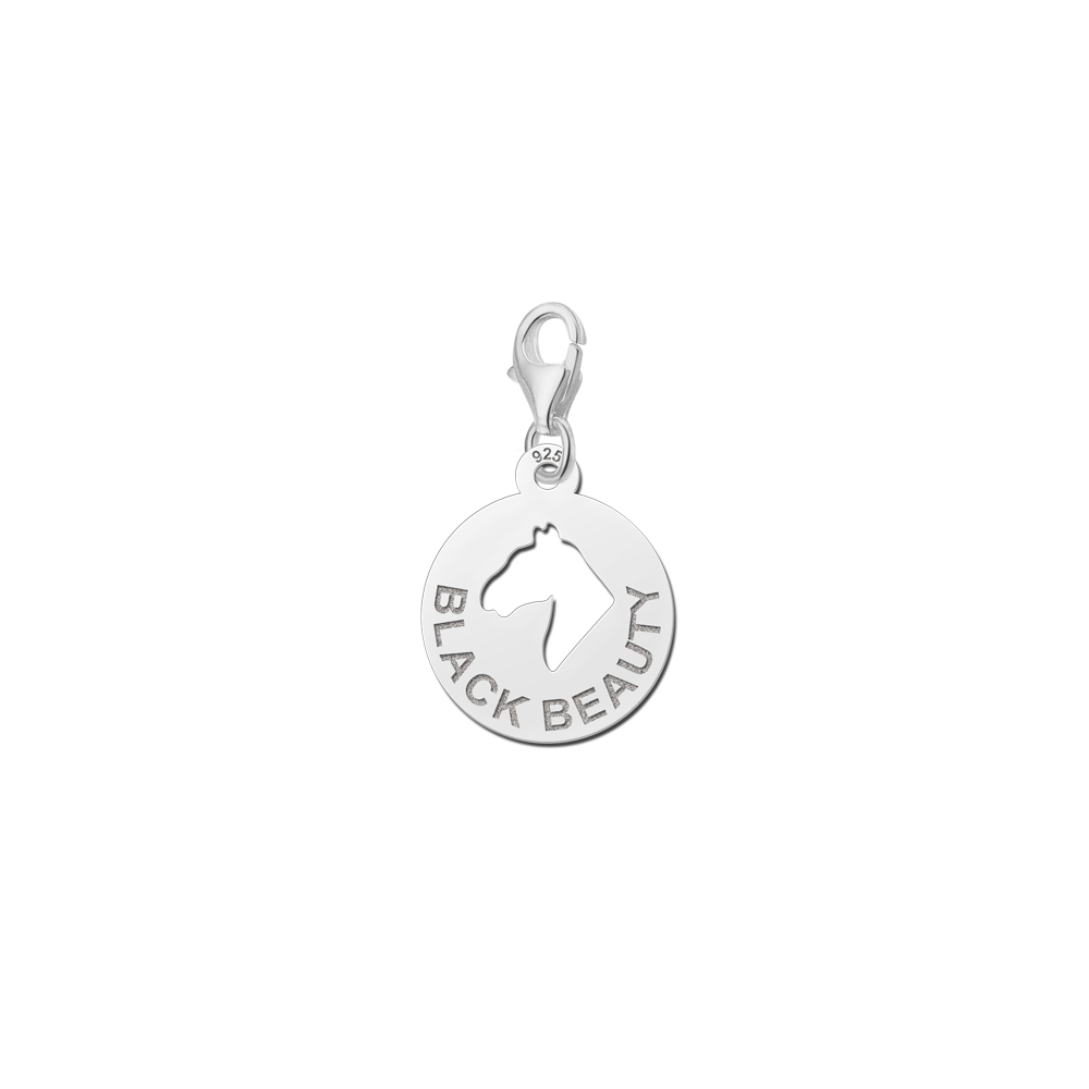 Silver horse namecharm round horseshead