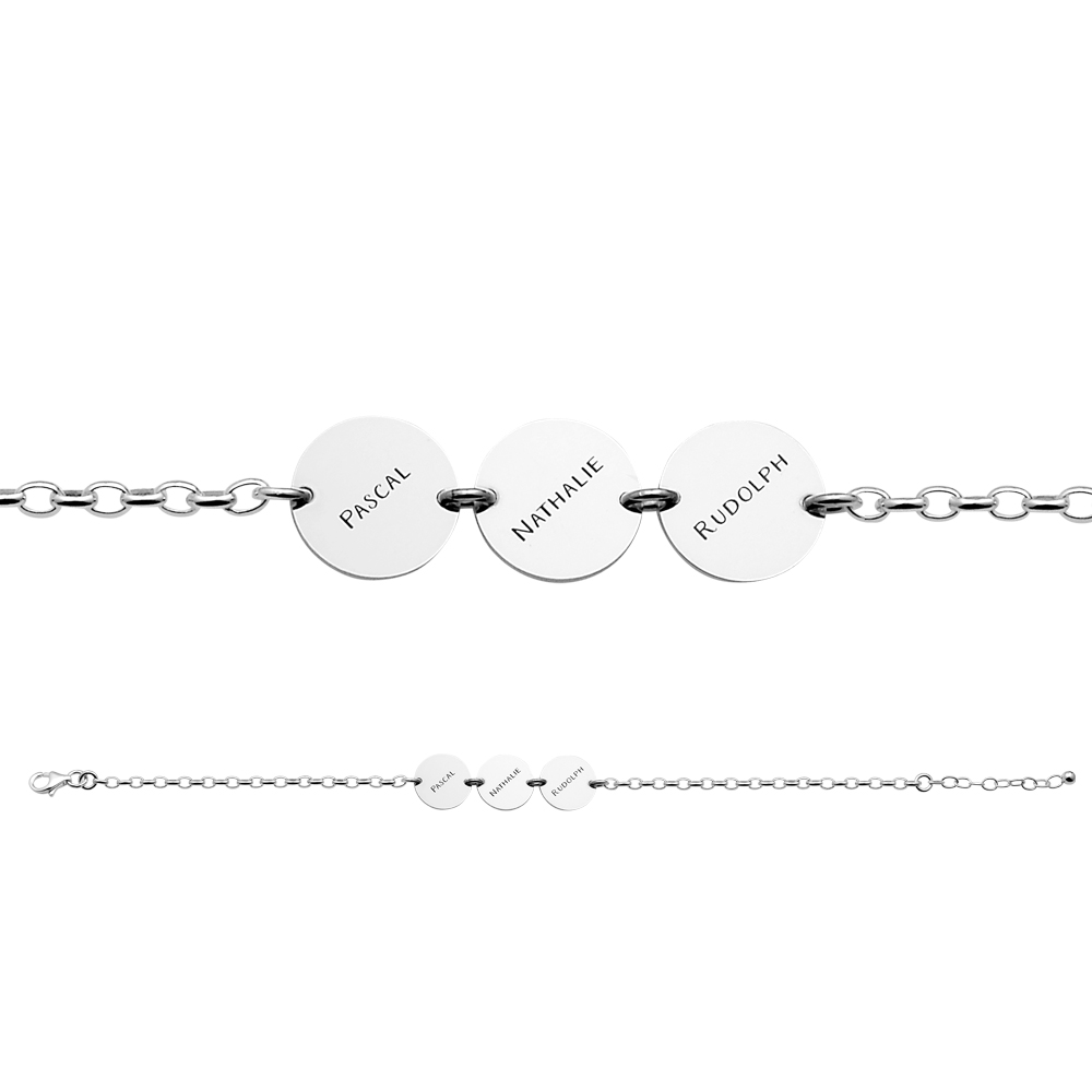 Silver name bracelet with 3 cirkels