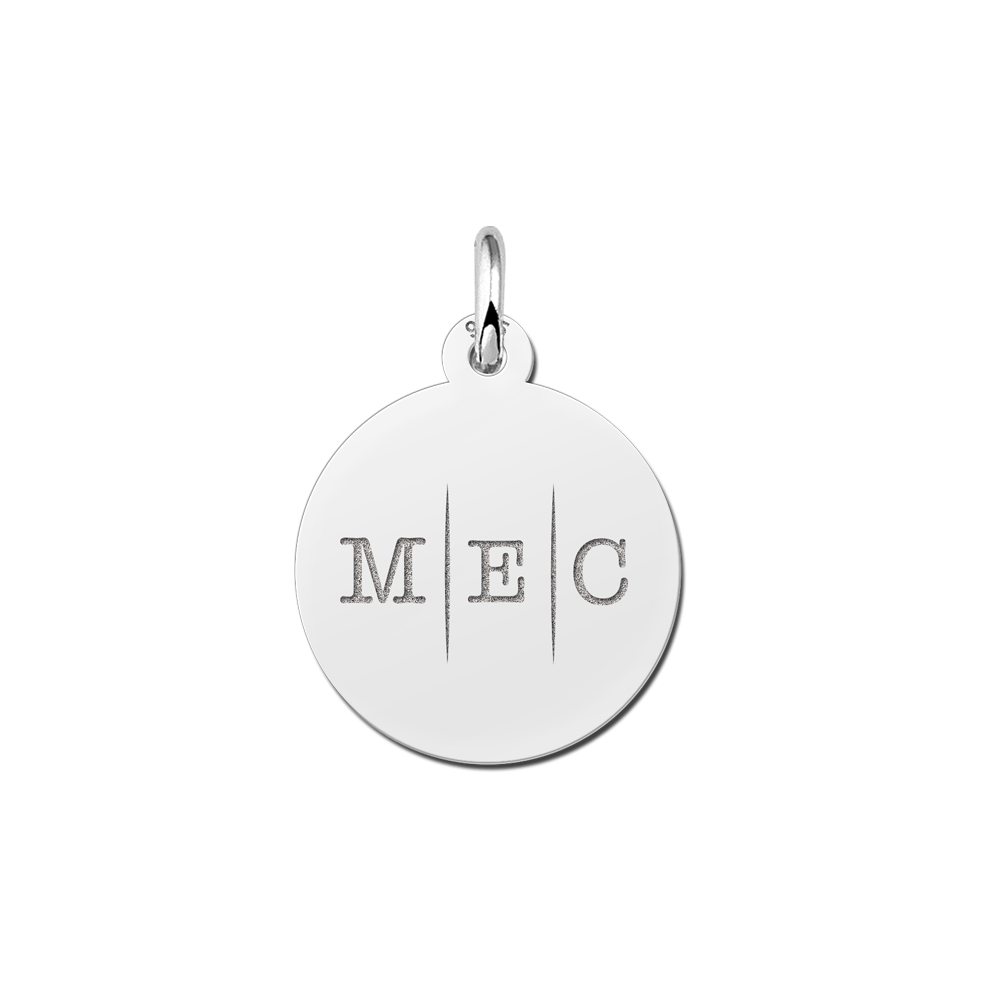 Sterling silver round pendant with engraved initials