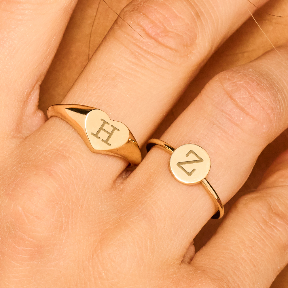 Gold ring with initial  round