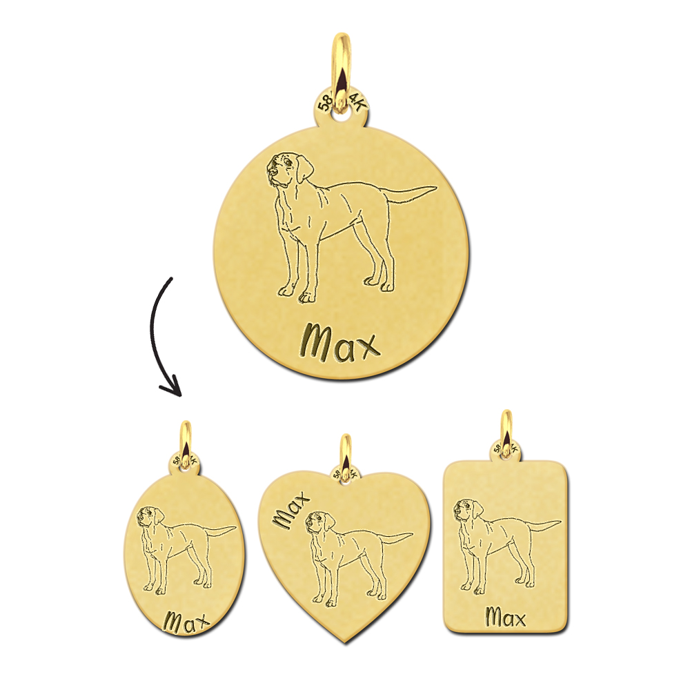 Gold Labrador necklace with engraving