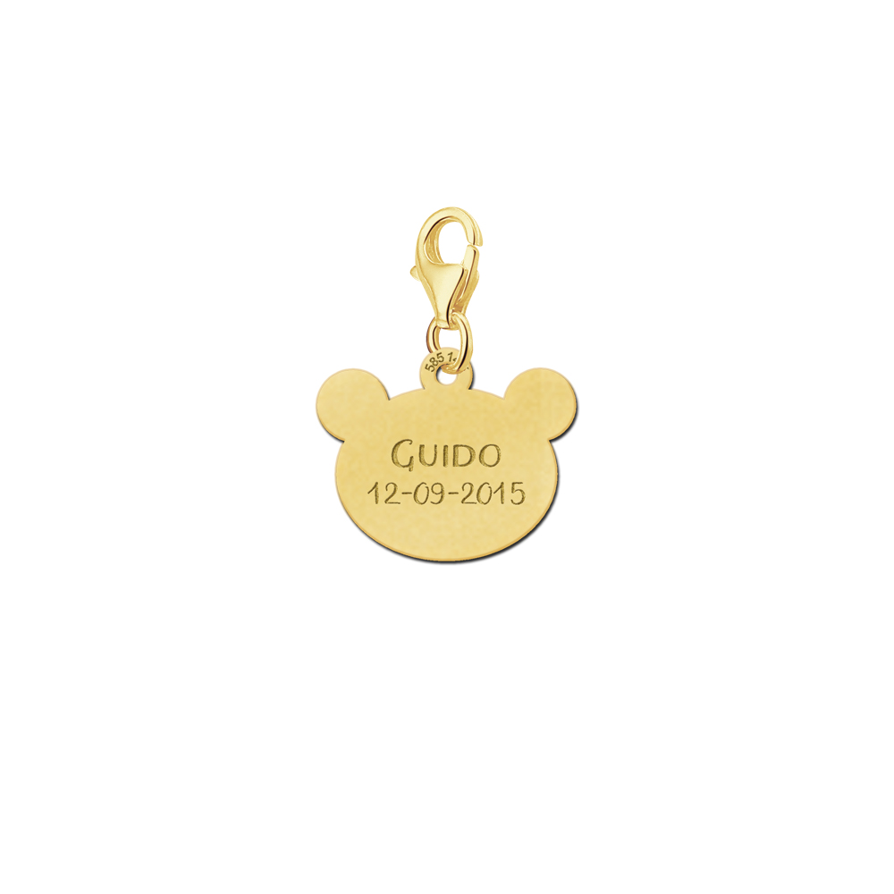 Golden Teddy charm with name and date
