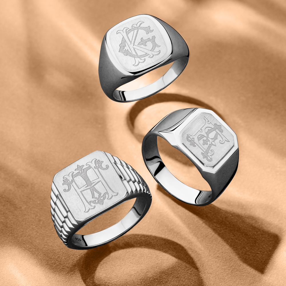 925 Sterling Silver signet ring with monogram SQ