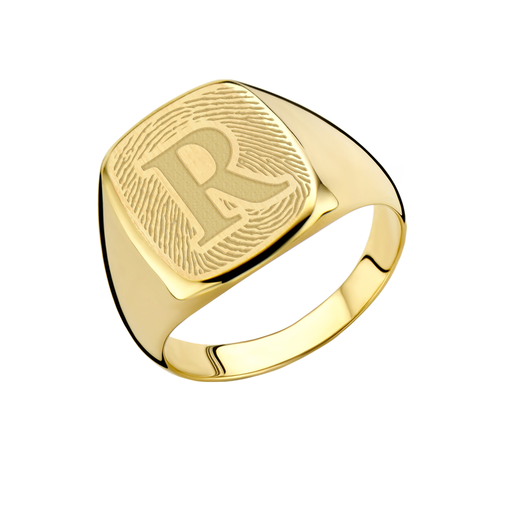 Fingerprint signet ring 14 carat gold