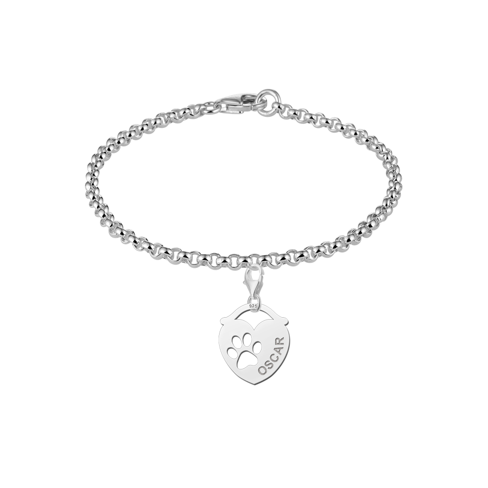 Silver Animal Charm, Heart Paw