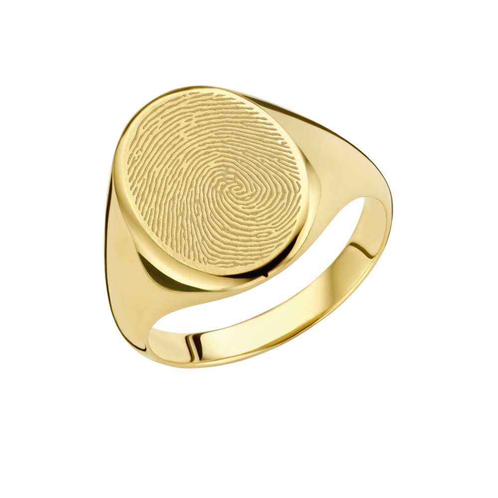 Fingerprint signet ring oval 14 carat gold