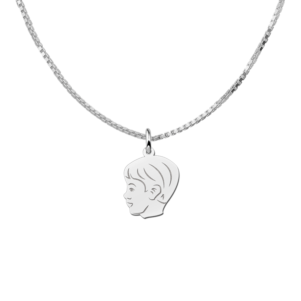 Silver Child head boys pendant with back engraving - small