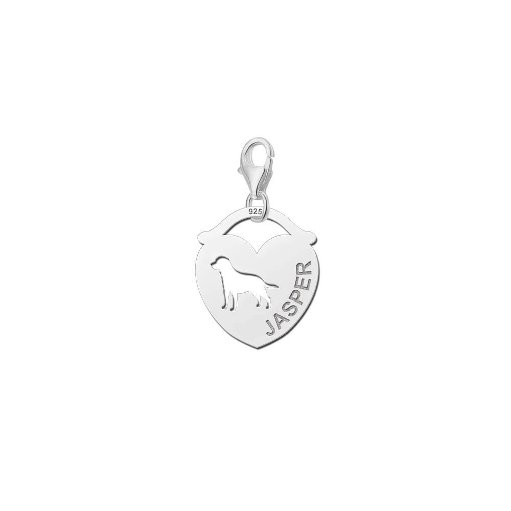 Silver Animal Charm, Heart Dog