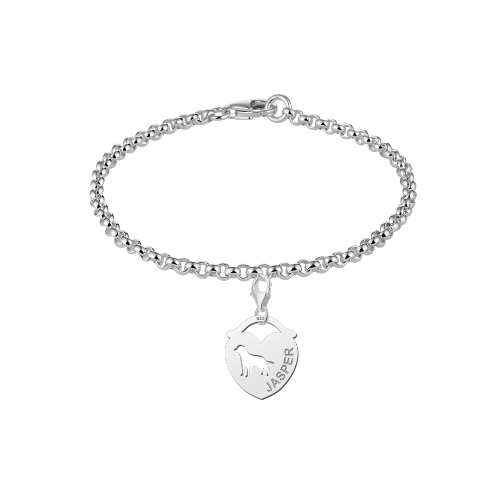 Silver Animal Charm, Heart Dog