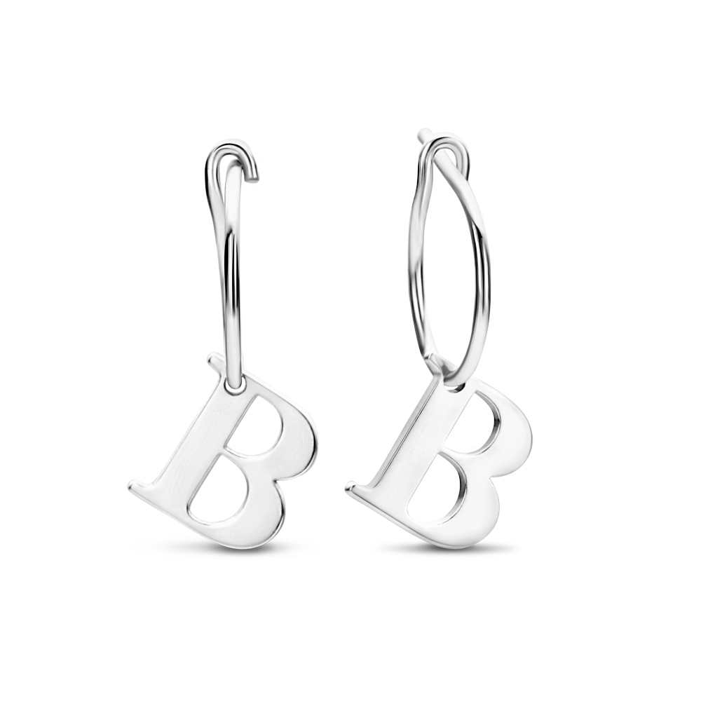 Silver initials earrings