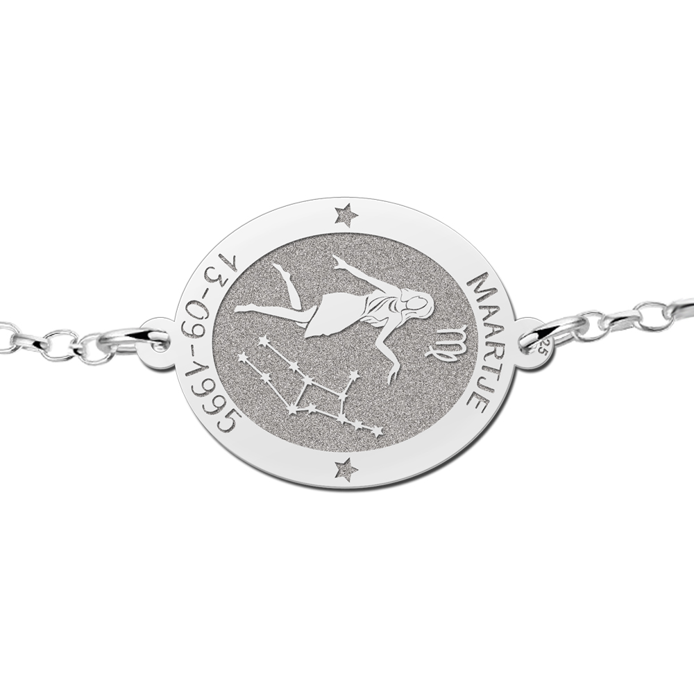 Silver star sign bracelet oval Virgo