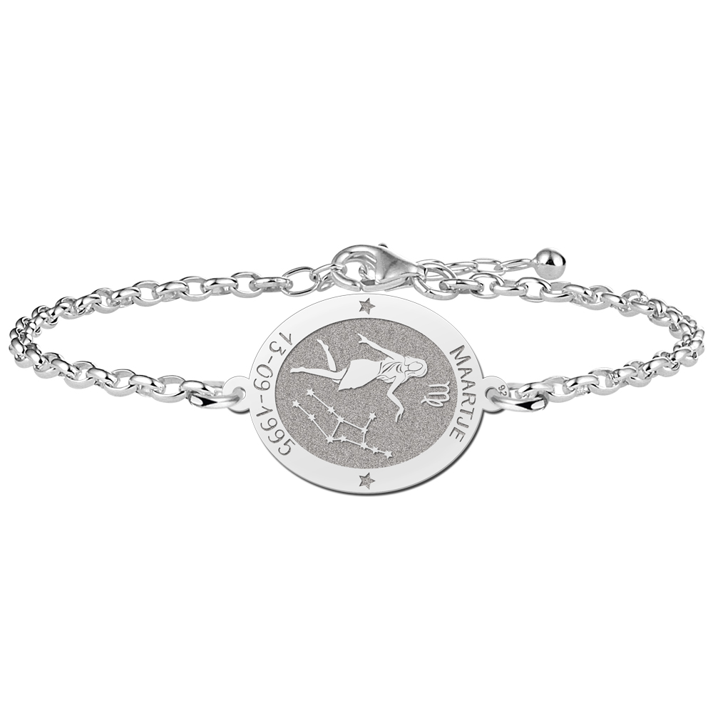 Silver star sign bracelet oval Virgo
