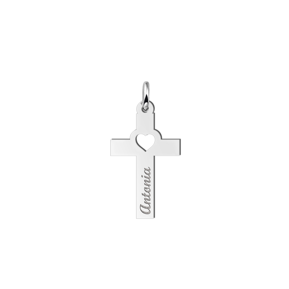 Silver communion gift cross with name