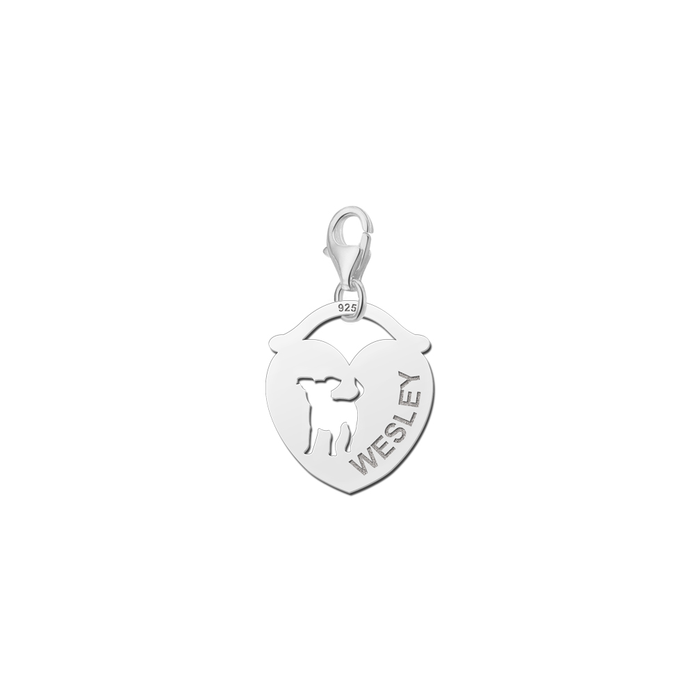 Silver Animal Charm, Heart Doggy