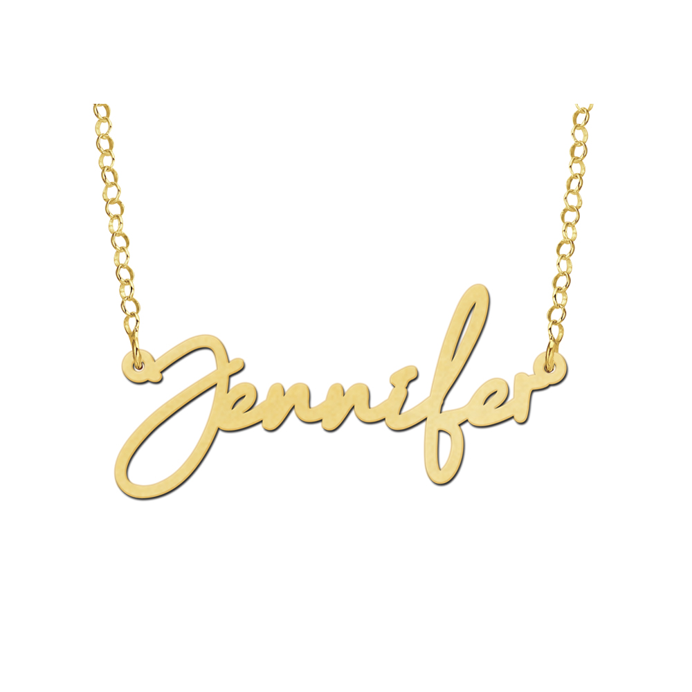 Gold name necklace model Jennifer